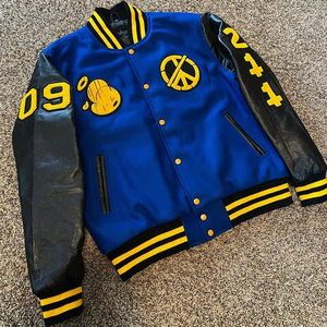 Custom logo <b>Wool</b> Chenille Embroidery Baseball Letterman Jackets Men Vintage Blank Leather Sleeve Varsity Jacket - Product Image 1