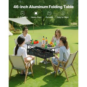 Tavolo da esterno pieghevole portatile in alluminio per campeggio da Picnic Roll-up con custodia - Product Image 2