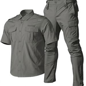Uniforme de Guardia de Seguridad Unisex, Camisa de Manga Corta y Pantalones Cargo con Diseño Multibolsillos, Poliéster y Algodón de Alta Calidad, Ropa de Otoño - Product Image 1