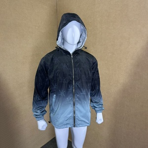 <b>Men's</b> Hooded Lightweight <b>Summer</b> <b>Bomber</b> <b>Jacket</b> Zipper Front Windbreaker Gradient Color Patterned Outerwear for Casual Outdoor Use - Product Image 1