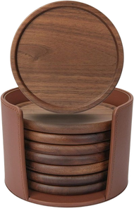 Round Wooden Coasters With Resin Inlay Modern Table Mats Non-Slip Drink <b>Pads</b> For Home Decor - Product Image 5