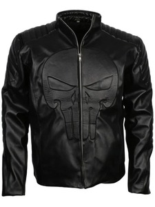 เสื้อแจ็คเก็ตหนังสตรีทแวร์กันลมรักษ์โลก Skull the Punisher Thomas Jane - Product Image 1