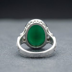 10x14mm Oval Shape Green Onyx Gemstone Bezel Setting 925 Sterling Silver Men's Signet Fashion <b>Finger</b> <b>Ring</b> Everyday Wear For Boys - Product Image 3