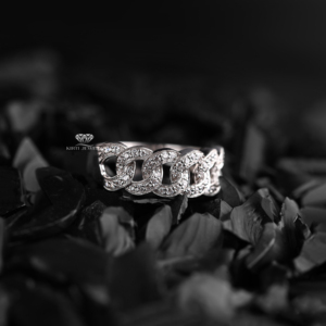 Anillo de Oro 14K con Diamantes Cultivados en Laboratorio, Cadena de Eslabones Cubanos de Lujo con Pavé de Diamantes, Joyería Minimalista Personalizada Unisex, Fabricante y Proveedor - Product Image 1