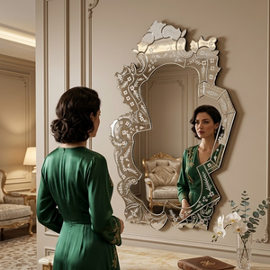 Espejo Decorativo de Pared de Estilo Veneciano Ornamentado |   Espejo Decorativo de Estilo Barroco Vintage de Lujo |   Espejo de Vidrio Antiguo para Decoración de Sala de Estar - Product Image 4