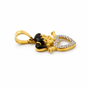 18ct Yellow Gold <b>Heart</b> Diamond Clown Pendant for Women Unisex High Polish Cartoon Party Gift Daily Wear Jewelry Pendant - Product Image 4