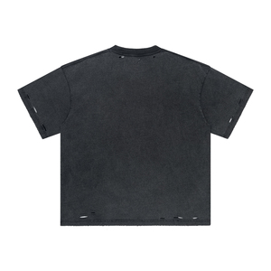 Camiseta Oversize Gráfica Boxy de Algodón Desgastado con Estampado Digital Personalizado de Fotos Estilo Streetwear para Hombre - Product Image 3