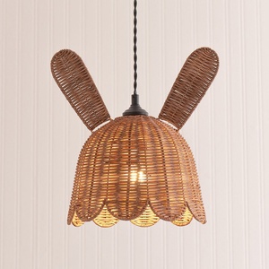 Handmade rattan lampshade night lighting lamp for kids bear shaped <b>pendant</b> <b>light</b> lampshades - Product Image 2