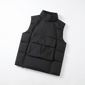 Wholesale Black Puffer <b>Vest</b> with Large Front <b>Utility</b> Pocket | Insulated Performance <b>Vest</b> | OEM Outerwear Supplier - Product Image 1