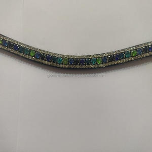 Bandeau à sourcils en cristal décoratif de qualité supérieure, équipement cheval en cuir, prix en gros, avec bouton à pression - Product Image 6