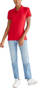 Polo de Manga Corta para Mujer, Color Rojo Sólido, 100% Algodón Piqué, Estilo Casual - Product Image 2