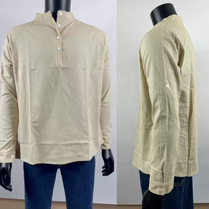 Nouvelle chemise décontractée pour homme, haut ample à manches longues, t-shirt élégant en coton et lin coupe ajustée pour homme - Product Image 4