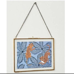 Vintage Brass & Glass Hanging Photo <b>Frame</b> Handmade Golden <b>Metal</b> Floating <b>Picture</b> <b>Frame</b> With Chain Double Glass Wall Display - Product Image 2