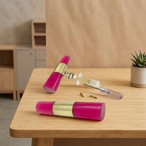 Pink Cylindrical Plastic Cabinet Knob with Brass <b>Insert</b> Novelty Shape Furniture Handle Easy Installation - Product Image 1
