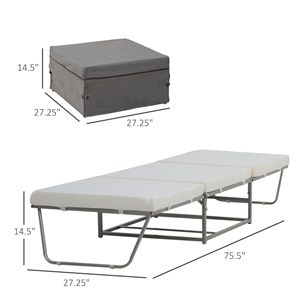 Pouf Letto Grigio Convertibile per Ospiti - Product Image 2