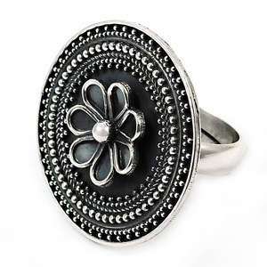925 Solid Sterling <b>Silver</b> Band Flower <b>Ring</b> With <b>Adjustable</b> Design High Quality Handmade Bohemian Jewelry With IGI Certification - Product Image 1