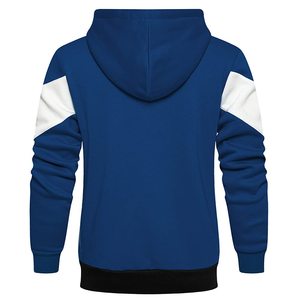 Full <b>Zipper</b> Color Blocking Hooded Casual Autumn Wear Blue White <b>Black</b> French Terry Customized <b>Hoodies</b> - Product Image 2
