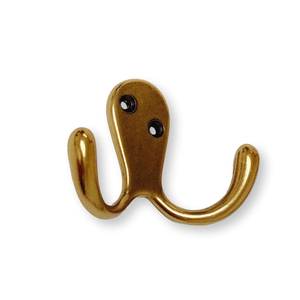 <b>Heavy</b> <b>Duty</b> Solid Brass Coat Hook Antique <b>Wall</b> <b>Mounted</b> Dual Robe Hook Vintage Metal <b>Clothes</b> Hanger Two Pin Utility Hook For Sale - Product Image 1
