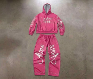 Ensemble de survêtement en molleton rose pour homme MANWA LEATHERS, coupe classique, manches longues, uni, décontracté, hiver, respirant, écologique - Product Image 2