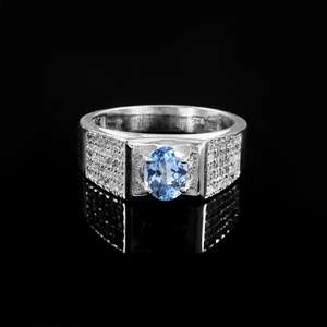 Anillo ovalado de espinela azul, plata de ley 925, chapado en oro de 14 quilates, pulido, hecho a mano, joyería de compromiso, regalo para ella - Product Image 6