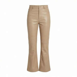 Soft Faux Leather Women <b>Legging</b> Pants Customized Color <b>Flare</b> Oversized Design Custom Embroidery Logo Mid Waist Winter - Product Image 1