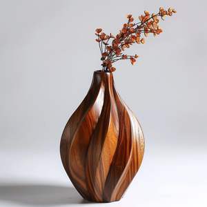 Fabricant OEM – Vase à fleurs en bois moderne et innovant pour un intérieur d'appartement élégant, avec une forme unique et une finition mate naturelle - Product Image 6