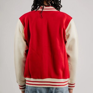 Veste universitaire rouge pour homme, manches crème, fermeture à boutons, vêtement décontracté pour l'automne - Product Image 3