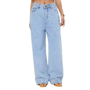 Jean large taille mi-haute pour femme, coupe ample, en denim extensible, style droit évasé, avec poches - Product Image 6