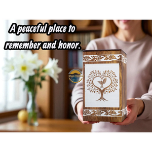 Ocean Inspired Resin & Natural Wood Cremation Urn Handmade Blue Wave Funeral Ashes <b>Box</b> by AYAANS - Product Image 1