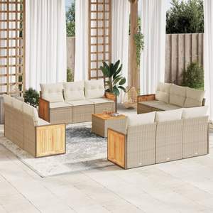 Conjunto de Sofás de Jardín en Color Beige Crema - Product Image 1