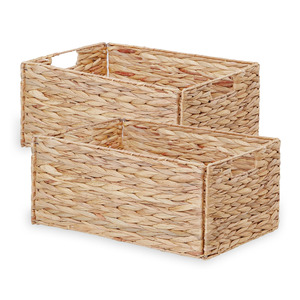 Accessoires d'ameublement faits à la main, paniers pliables en jacinthe d'eau, paniers de rangement tissés - Product Image 6
