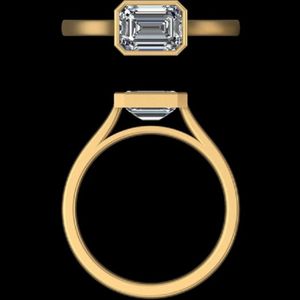 แหวนเพชรทรงเหลี่ยมมรกต 1.00 กะรัต ผลิตในห้องปฏิบัติการ ดีไซน์เรียบหรู ฝังแบบ Bezel ทรงสวยเหนือกาลเวลา รับรองโดย IGI หรูหรา ทองคำ 18k สีเหลือง - Product Image 3