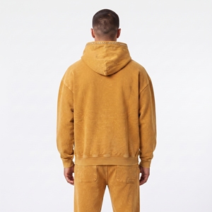 Acid Wash <b>Oversized</b> <b>Men</b> Cotton <b>Fleece</b> Heavyweight <b>Hoodie</b> With Custom Rhinestone Kangaroo Pocket Custom Front Logo - Product Image 3