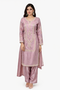 Robe traditionnelle élégante pour femmes en soie Salwar Kameez, longueur cheville, avec broderie perlée, pour les occasions de mariage, style pakistanais - Product Image 1