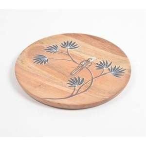 Plato de Madera Esmaltado Pintado a Mano de Lujo, Bandeja Decorativa para Servir Frutas y Aperitivos, Plato Artesanal Personalizado de Madera de Mango - Product Image 1