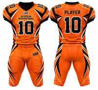 Ensemble d'uniformes de football américain personnalisés, maillot et pantalon sublimés orange et noir, vêtements de sport pour les clubs, les équipes et les joueurs professionnels