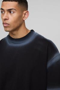 T-shirt violet surdimensionné pour homme, manches courtes, col rond, tricoté, couleur unie, coupe décontractée - Product Image 3