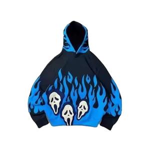 Wholesale Custom 100% Cotton Fleece Lined Windproof Sweatshirt Men Drop Shoulder Hoodie Embroidered Puff <b>Printing</b> Solid Winter - Product Image 3