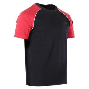 T-shirts de sport athlétiques quotidiens en jersey extensible premium, respirants, bicolores, à manches raglan et poche poitrine élastique - Product Image 3