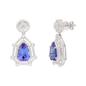 Handmade Tanzanite <b>Stud</b> Earrings Natural Blue Gemstone 925 Sterling <b>Silver</b> Gold Plated Luxury Jewelry Women Party Elegant Gift - Product Image 2