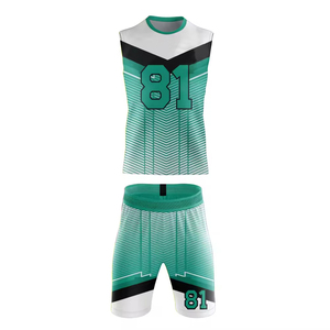 Custom <b>Volleyball</b> Jersey <b>Set</b> Green White Sublimated Print Moisture Wicking Unisex Adult Fitted Tank Top Shorts Crew Neck - Product Image 3