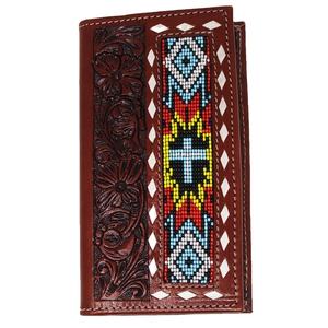 Cartera Larga Estilo Bohemio Vintage Occidental, Hecha a Mano con Cuero Vacuno Genuino, Cuentas Talladas, Protección RFID, Cierre de Hebilla, Hecha en India - Product Image 3