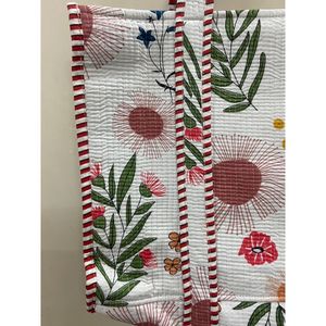 Sac fourre-tout en coton à motifs floraux, style bohème, ouvert en haut, sac de shopping, utilisation toutes saisons, léger, mode printemps été automne - Product Image 2
