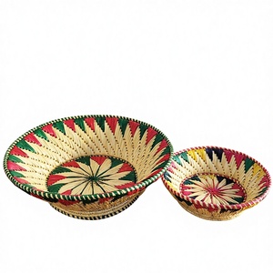 Panier de rangement multi-usages en herbe de Moonj naturelle, panier rond ouvert - Écologique, durable, mini taille, multi-usages - Product Image 1