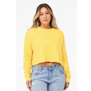 BELLA + CANVAS <strong>Women's</strong> Autumn Crop Crew <strong>Fleece</strong> 7503 <strong>Navy</strong> Pullover Dropped Shoulder Waterproof Breathable Eco-Friendly Sweatshirt - Product Image 4