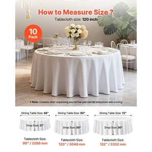 Nappes blanches en polyester, 10 pièces, 120 pouces de diamètre, résistantes aux taches et aux plis, lavables en machine, pour mariages et événements formels - Product Image 5