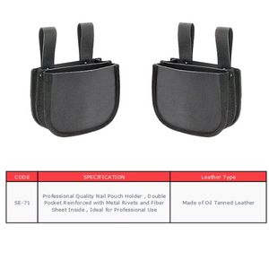 Double Pocket <b>Leather</b> Tool <b>Belt</b> Heavy-Duty Nail <b>Pouch</b> with Metal Rivets Fiber Sheet Waterproof Two Compartments OEM Customizable - Product Image 2