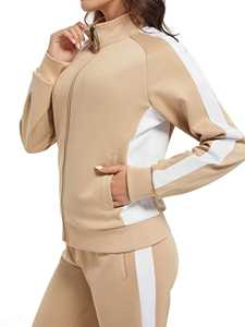 Conjunto Deportivo de Dos Piezas para Mujer, Color Beige Claro, Sudadera y Pantalones de Felpa Ecológica, Ropa Deportiva Informal - Product Image 6