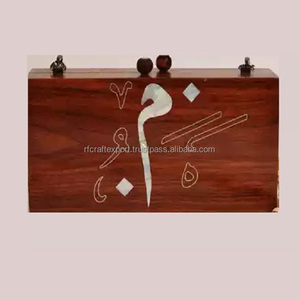 Regalo DE BODA islámico personalizado nombre personalizado de madera embrague con bordado a mano nombre árabe ropa de moda para damas noche - Product Image 2