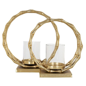 Supports dorés à bordure grecque avec bases en marbre et tiges torsadées offrant une esthétique luxueuse ; disponibles à prix de gros. - Product Image 3